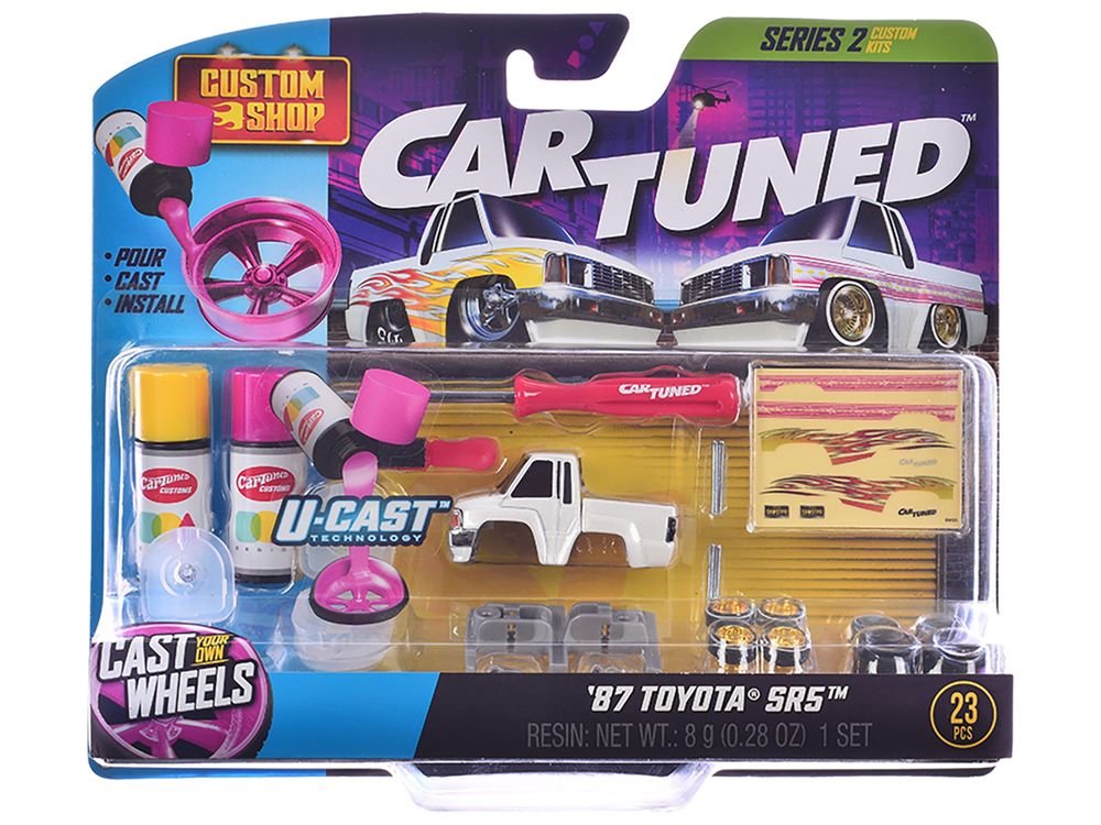 1987 Toyota SR5 Pickup Truck White and 1993 Toyota Supra Blue "Custom Shop" 2 Car Set Diecast Model Cars by CarTuned view 2