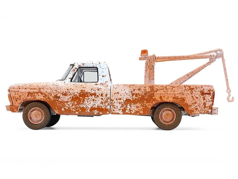 1973 Ford F-100 Tow Truck White (Weathered) "Blue Collar Collection" Series 14 1/64 Diecast Model Car by Greenlight view 2