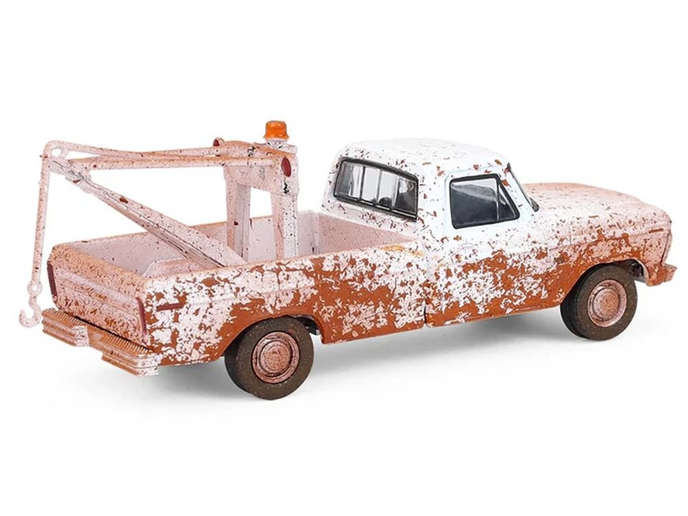 1973 Ford F-100 Tow Truck White (Weathered) "Blue Collar Collection" Series 14 1/64 Diecast Model Car by Greenlight view 3