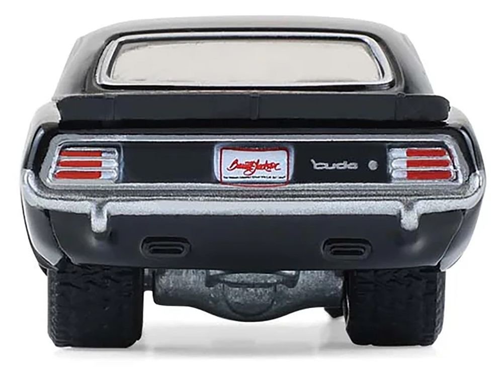 1970 Plymouth 'Cuda AAR Black with Gray Stripes "Barrett-Jackson" Series 16 1/64 Diecast Model Car by Greenlight view 5