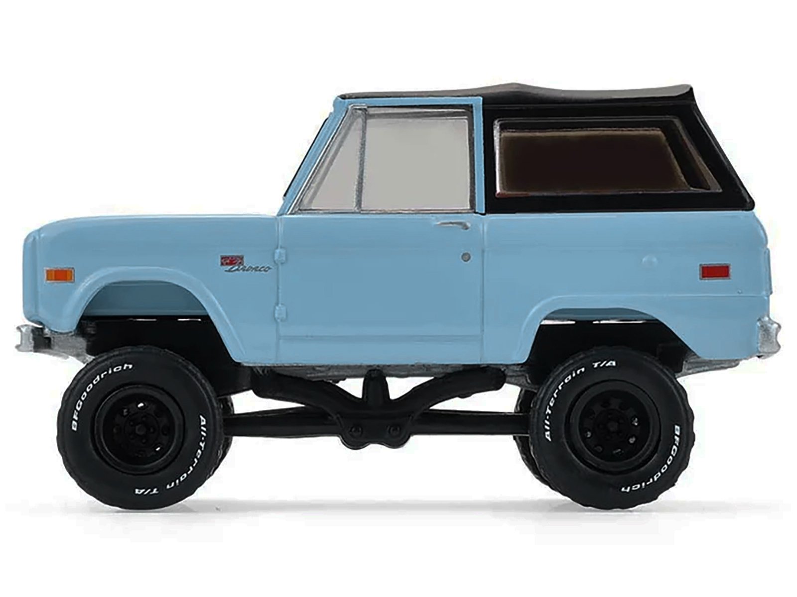 1972 Ford Bronco Custom SUV Light Blue with Black Top "Barrett-Jackson" Series 16 1/64 Diecast Model Car by Greenlight view 3