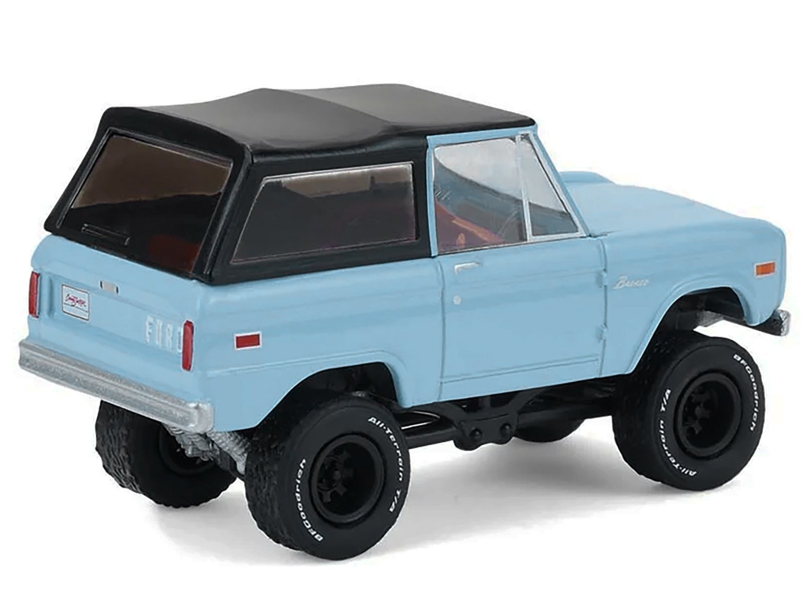 1972 Ford Bronco Custom SUV Light Blue with Black Top "Barrett-Jackson" Series 16 1/64 Diecast Model Car by Greenlight view 4