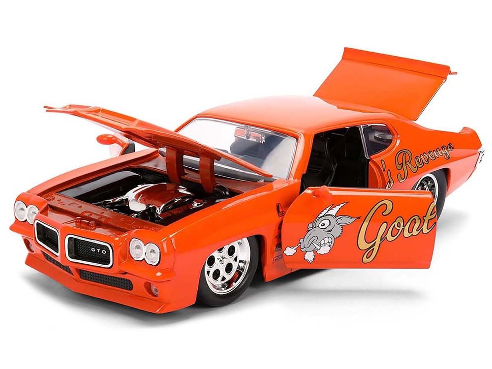 1971 Pontiac GTO "Goat's Revenge" Orange with Graphics "Bigtime Muscle" Series 1/24 Diecast Model Car by Jada view 2