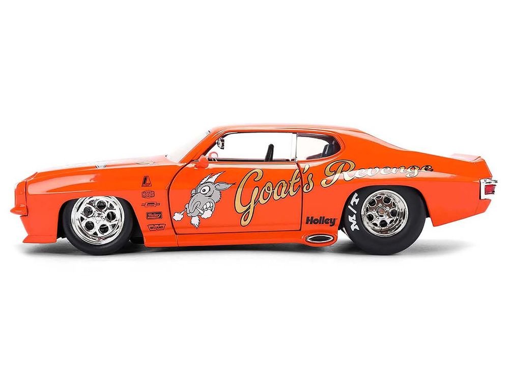 1971 Pontiac GTO "Goat's Revenge" Orange with Graphics "Bigtime Muscle" Series 1/24 Diecast Model Car by Jada view 3