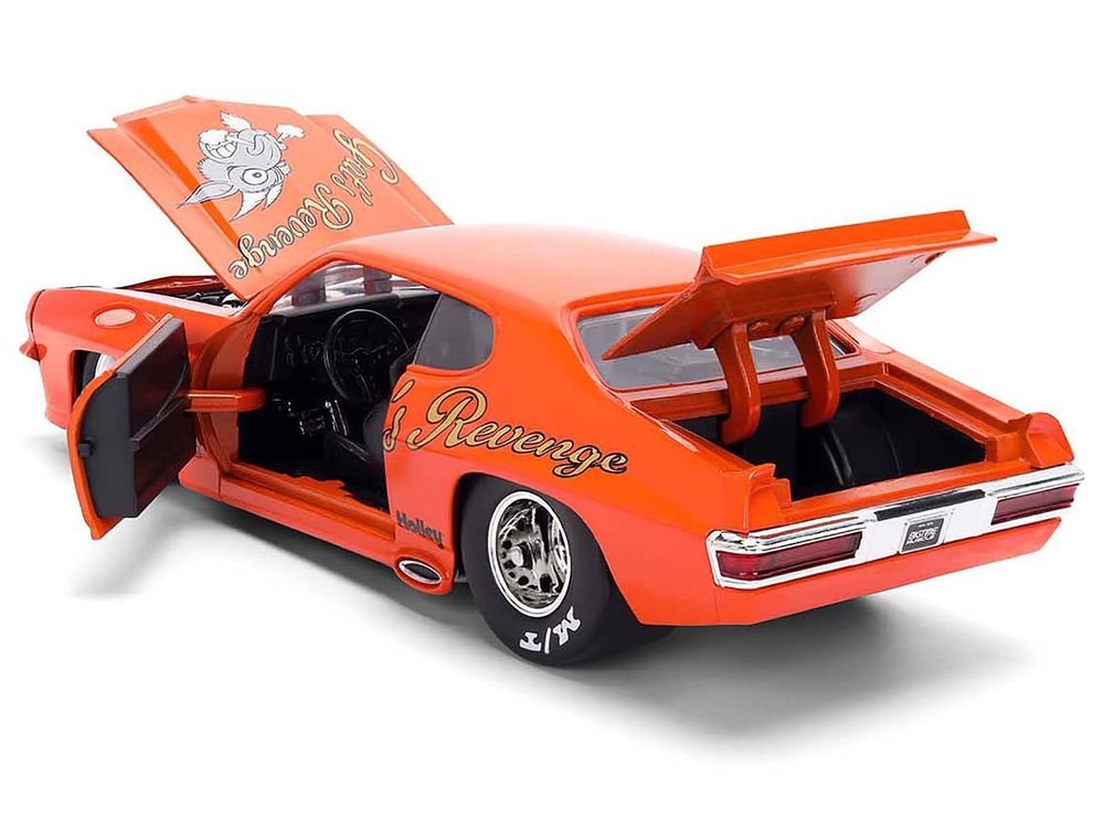 1971 Pontiac GTO "Goat's Revenge" Orange with Graphics "Bigtime Muscle" Series 1/24 Diecast Model Car by Jada view 4