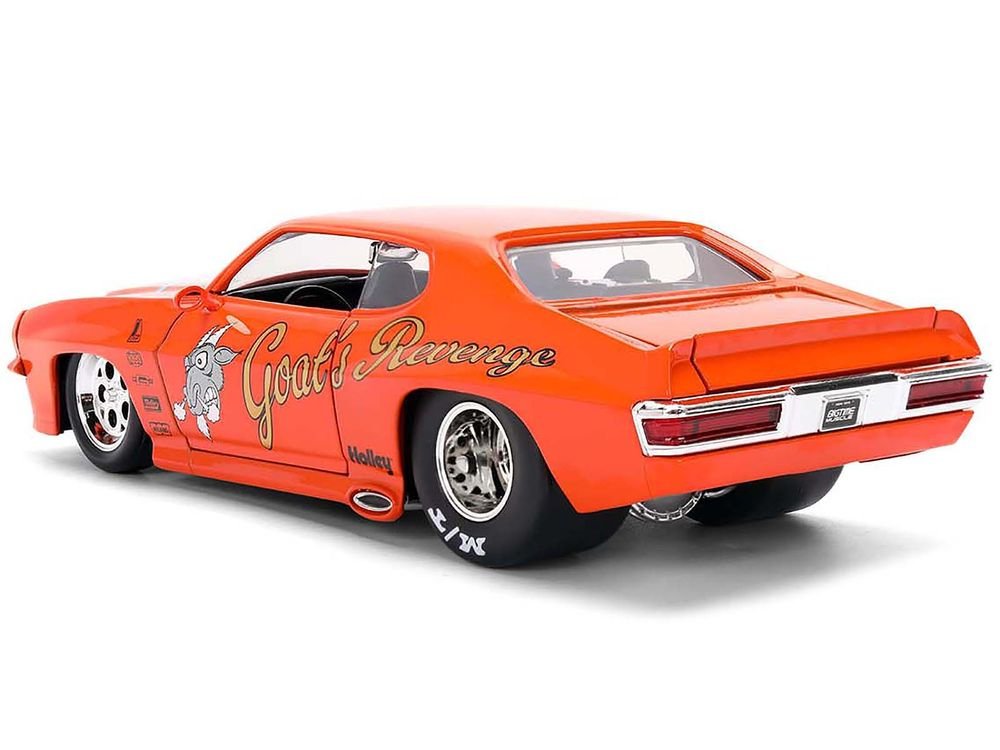 1971 Pontiac GTO "Goat's Revenge" Orange with Graphics "Bigtime Muscle" Series 1/24 Diecast Model Car by Jada view 5