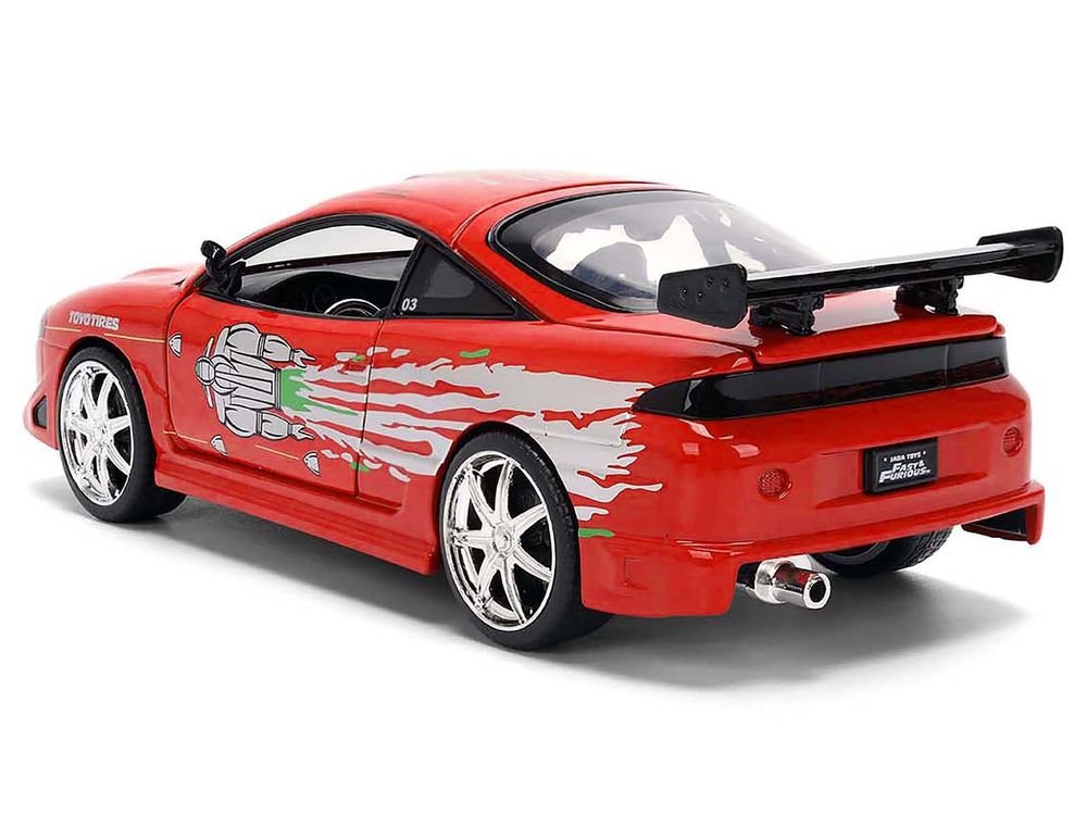 Brian's Mitsubishi Eclipse Red with Graphics Remix "The Fast and The Furious" (2001) Movie "Fast & Furious" Series 1/24 Diecast Model Car by Jada view 5