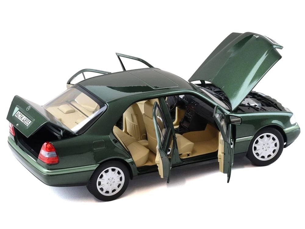 1993 Mercedes-Benz C-Class Malachite Green Metallic 1/18 Diecast Model Car by Norev view 2