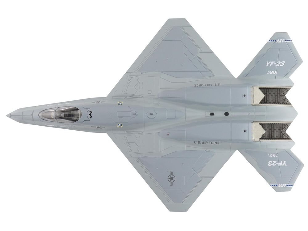 Northrop YF-23 Black Widow II Stealth Fighter Aircraft "#87-0801 PAV-2" (1990) United States Air Force "Air Power Series" 1/72 Diecast Model by Hobby Master view 3