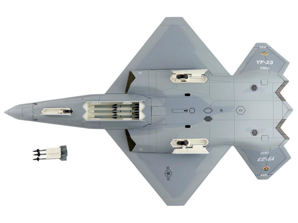 Northrop YF-23 Black Widow II Stealth Fighter Aircraft "#87-0801 PAV-2" (1990) United States Air Force "Air Power Series" 1/72 Diecast Model by Hobby Master view 4