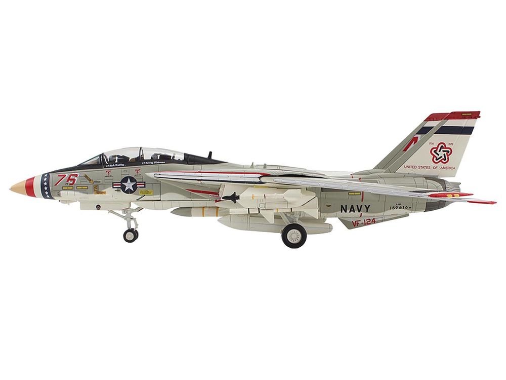 Grumman F-14A Tomcat Fighter Aircraft "Bicentennial Scheme VF-124" (1976) United States Navy "Air Power Series" 1/72 Diecast Model by Hobby Master view 2