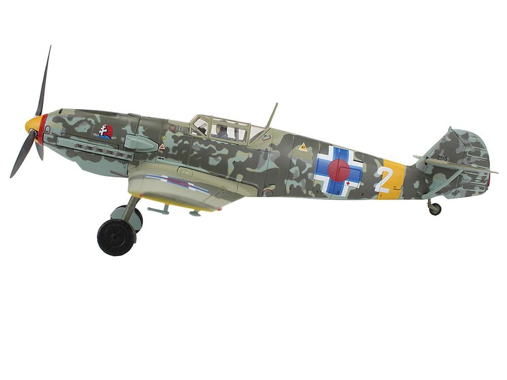 Messerschmitt Bf 109E-3 Fighter Aircraft "White 2 Jan Reznak 13.(slow)/JG 52 Kraznodar USSR" (1943) German Luftwaffe "Air Power Series" 1/48 Diecast Model by Hobby Master view 2