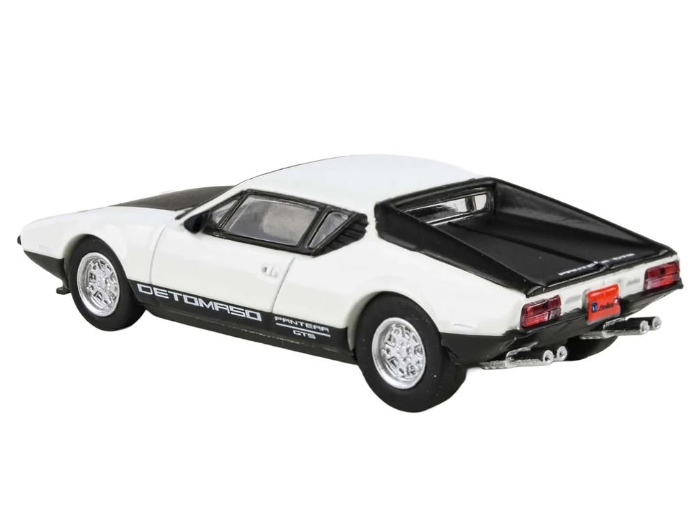 1972 De Tomaso Pantera White and Black 1/64 Diecast Model Car by Paragon Models view 2