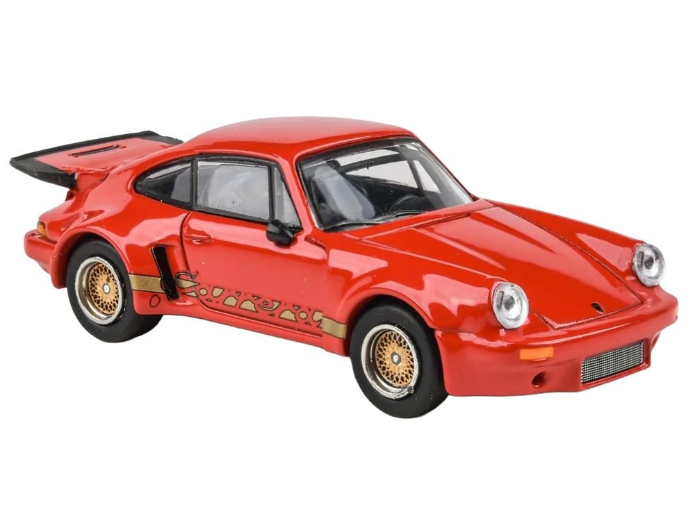 Porsche 911 Carrera RSR 3.0 Guards Red with Gold Stripes and Wheels 1/64 Diecast Model Car by Paragon Models view 2