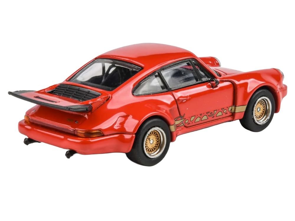 Porsche 911 Carrera RSR 3.0 Guards Red with Gold Stripes and Wheels 1/64 Diecast Model Car by Paragon Models view 3
