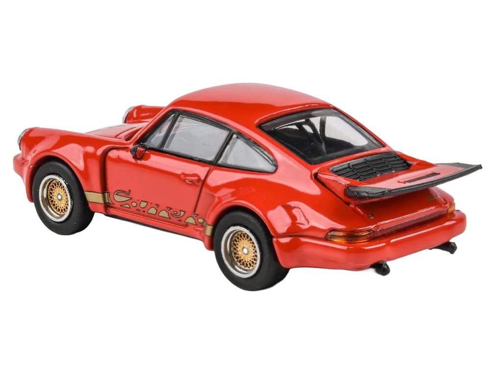 Porsche 911 Carrera RSR 3.0 Guards Red with Gold Stripes and Wheels 1/64 Diecast Model Car by Paragon Models view 4