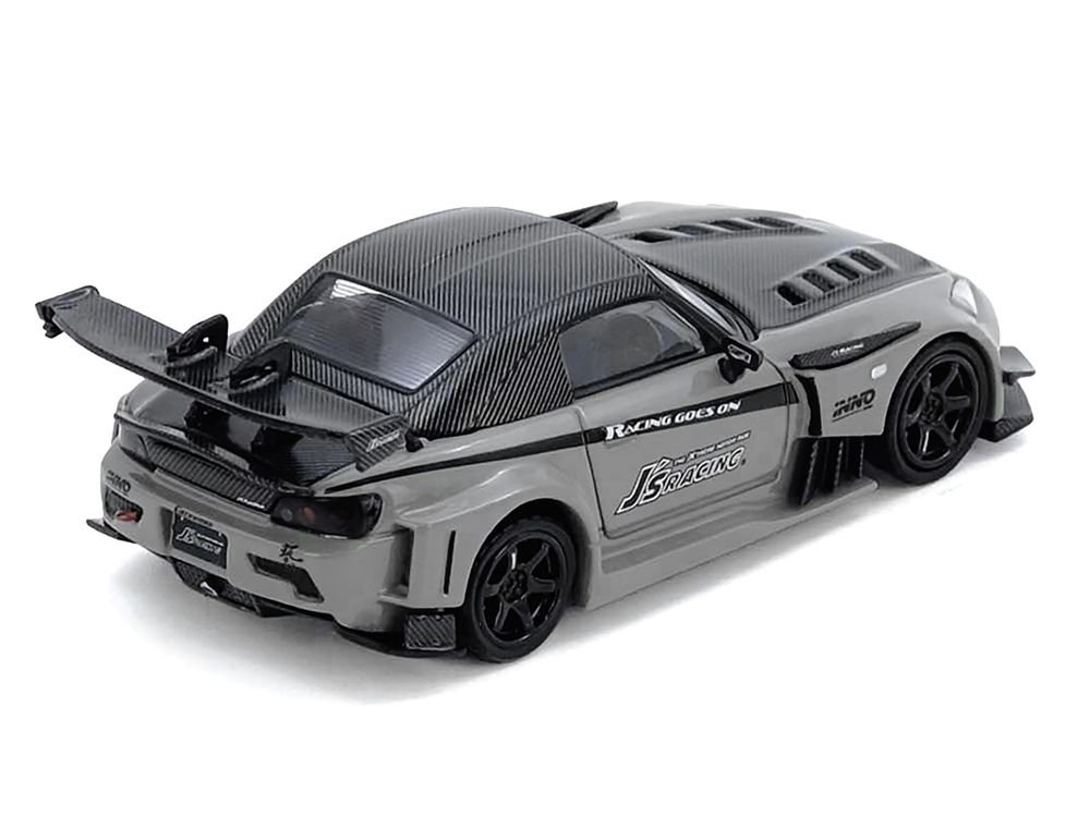 Honda S2000 RHD (Right Hand Drive) "J's Racing" Gray with Carbon Hood and Top "Hong Kong Toycar Salon 2025 Event Edition" 1/64 Diecast Model Car by Inno Models view 3