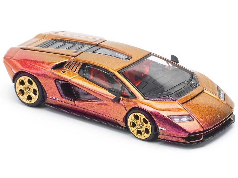 Lamborghini Countach LPI 800-4 Blu Hal Metallic 1/64 Diecast Model Car by Pop Race view 2