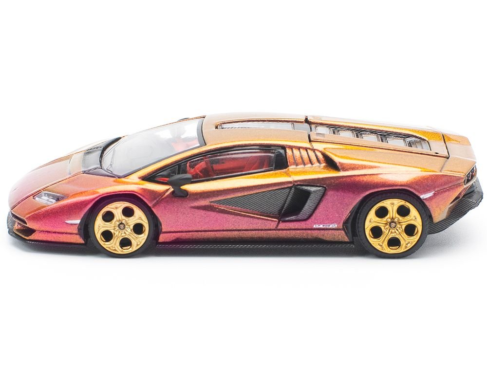 Lamborghini Countach LPI 800-4 Blu Hal Metallic 1/64 Diecast Model Car by Pop Race view 3