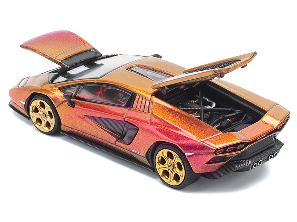 Lamborghini Countach LPI 800-4 Blu Hal Metallic 1/64 Diecast Model Car by Pop Race view 4