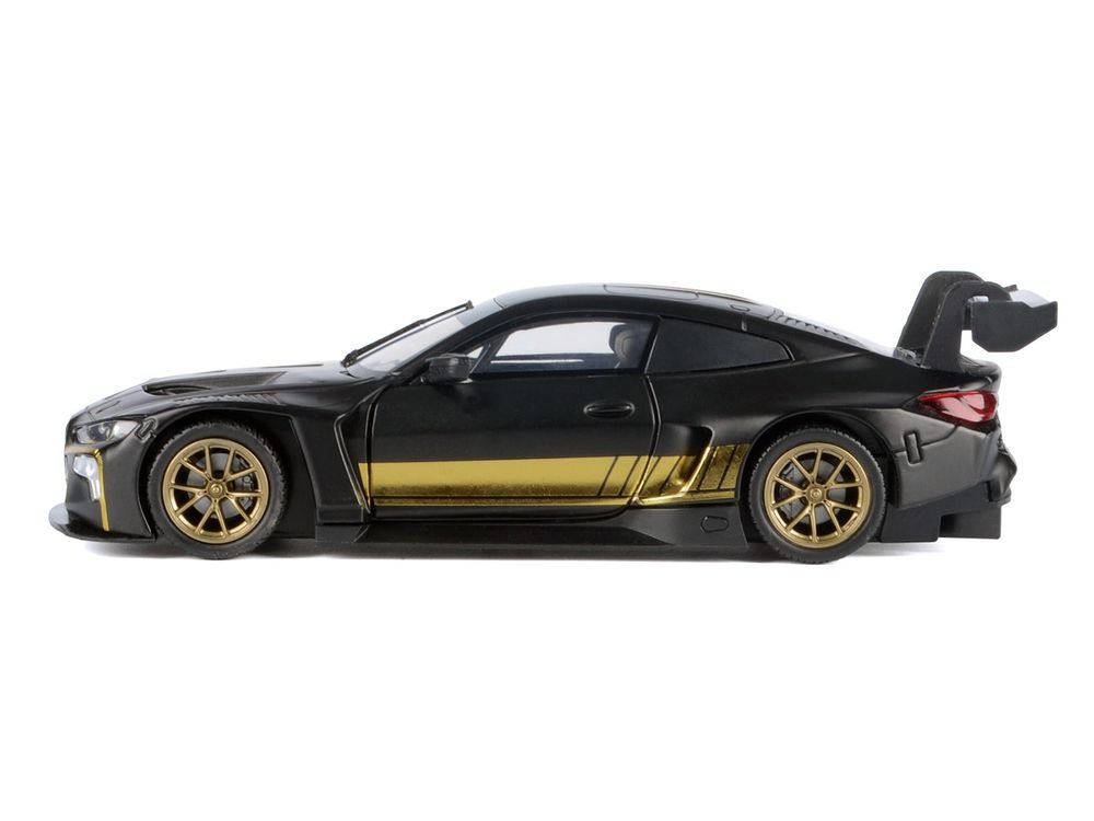 BMW M4 GT3 Matt Black with Gold Stripes "Midnight Eclipse" Series 1/24 Diecast Model Car by Motormax view 2