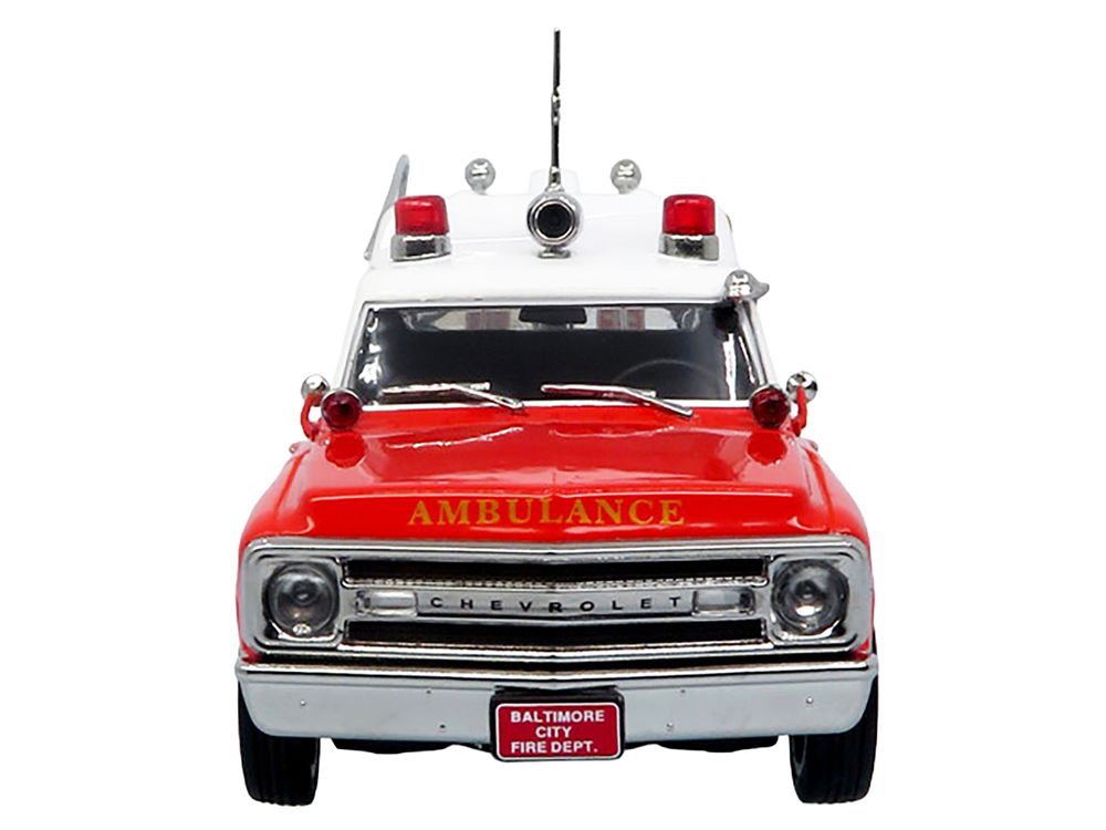 1969 Chevrolet C-10 Ambulance "Baltimore City Fire Department" White and Red "5 Alarm" Series Limited Edition 1/50 Diecast Model by Iconic Replicas view 4
