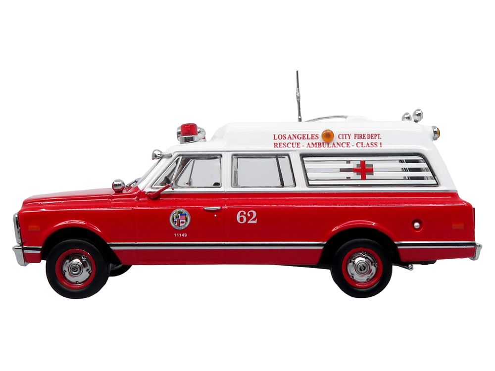 1969 Chevrolet C-10 Ambulance "Los Angeles City Fire Department" Red and White "5 Alarm" Series Limited Edition 1/50 Diecast Model by Iconic Replicas view 2
