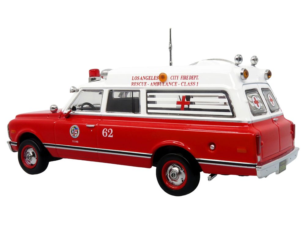 1969 Chevrolet C-10 Ambulance "Los Angeles City Fire Department" Red and White "5 Alarm" Series Limited Edition 1/50 Diecast Model by Iconic Replicas view 3