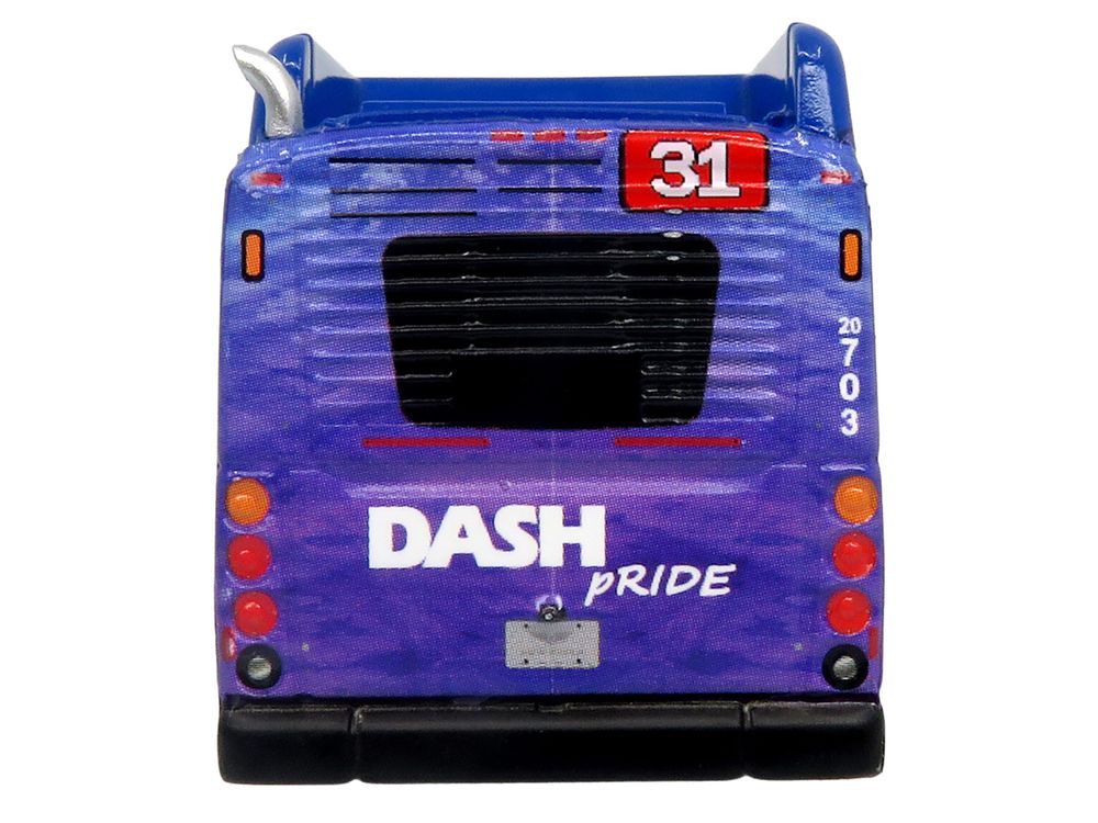 New Flyer Xcelsior XN40 Transit Bus "DASH Pride Livery" Blue with Rainbow Graphics "The Bus & Motorcoach Collection" Limited Edition 1/87 (HO) Diecast Model by Iconic Replicas view 5