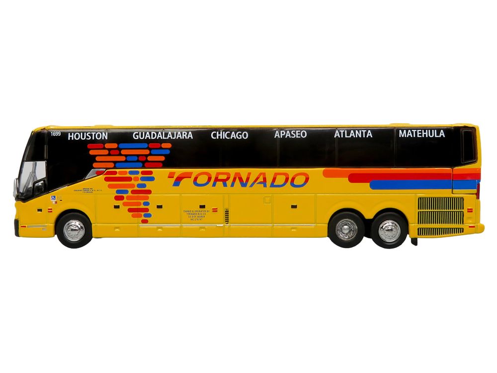 Prevost H3-45 Coach Bus "Tornado Bus Company" Yellow with Graphics Limited Edition 1/87 (HO) Diecast Model by Iconic Replicas view 2