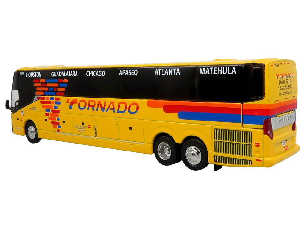 Prevost H3-45 Coach Bus "Tornado Bus Company" Yellow with Graphics Limited Edition 1/87 (HO) Diecast Model by Iconic Replicas view 3