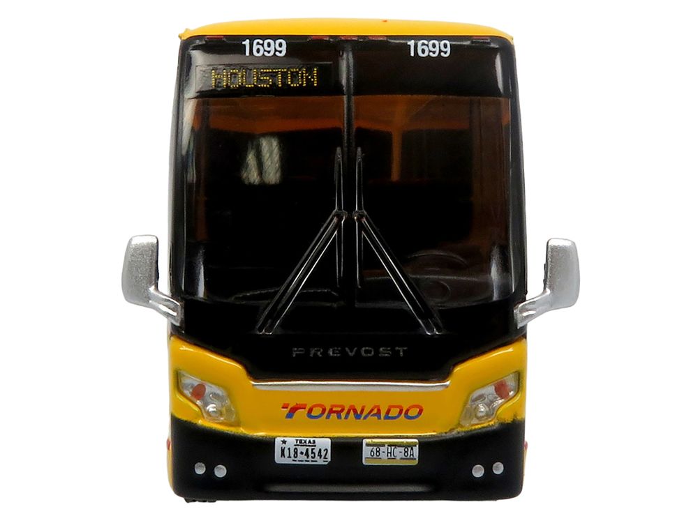 Prevost H3-45 Coach Bus "Tornado Bus Company" Yellow with Graphics Limited Edition 1/87 (HO) Diecast Model by Iconic Replicas view 4