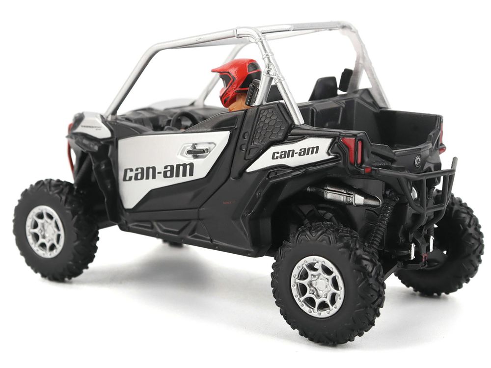 Can-Am Maverick Sport XXC 1000R Silver Metallic and Black with Driver Figure 1/32 Diecast Model by BRP Models view 3