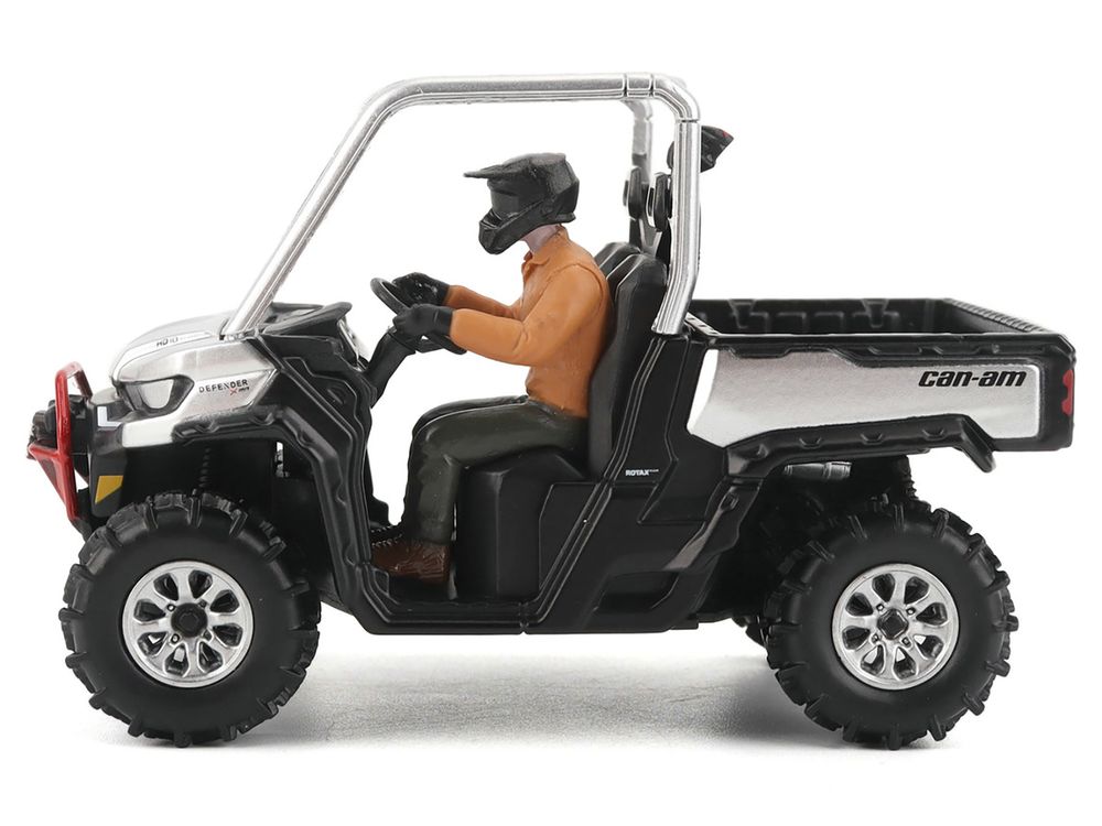 Can-Am Defender XMR Silver Metallic and Black with Driver Figure 1/32 Diecast Model by BRP Models view 2