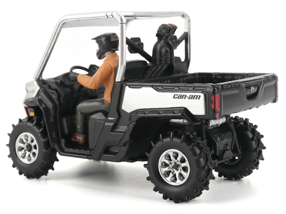 Can-Am Defender XMR Silver Metallic and Black with Driver Figure 1/32 Diecast Model by BRP Models view 3