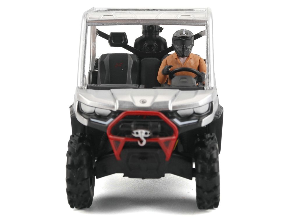 Can-Am Defender XMR Silver Metallic and Black with Driver Figure 1/32 Diecast Model by BRP Models view 5