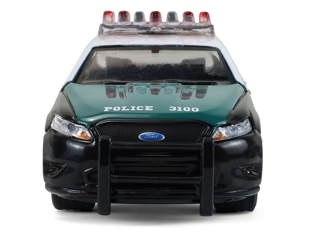 2014 Ford Taurus "New York Police Department (NYPD) Vintage Tribute Livery" Green and Black with White Top "Hot Pursuit" Series 47 1/64 Diecast Model Car by Greenlight view 4