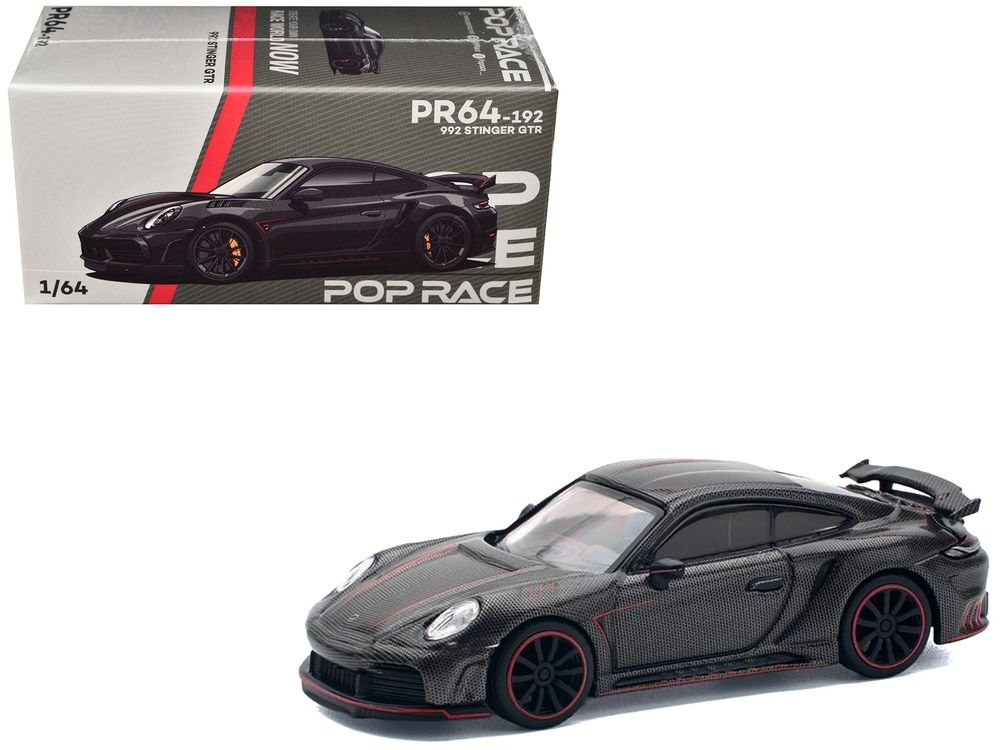992 Stinger GTR Carbon Edition with Red Accents 1/64 Diecast Model Car by Pop Race