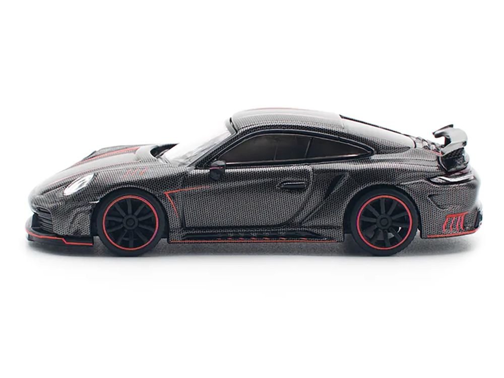 992 Stinger GTR Carbon Edition with Red Accents 1/64 Diecast Model Car by Pop Race view 2