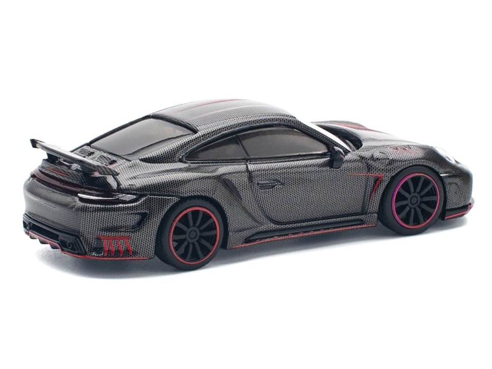 992 Stinger GTR Carbon Edition with Red Accents 1/64 Diecast Model Car by Pop Race view 3