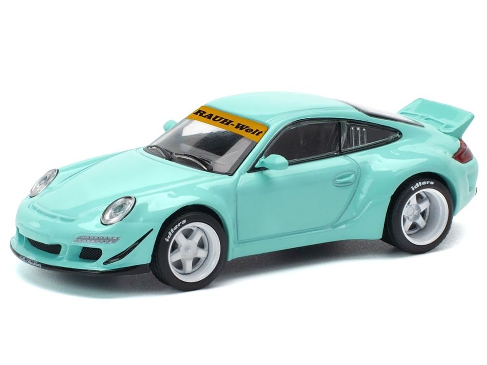 997 RWB Light Blue 1/64 Diecast Model Car by Pop Race view 2