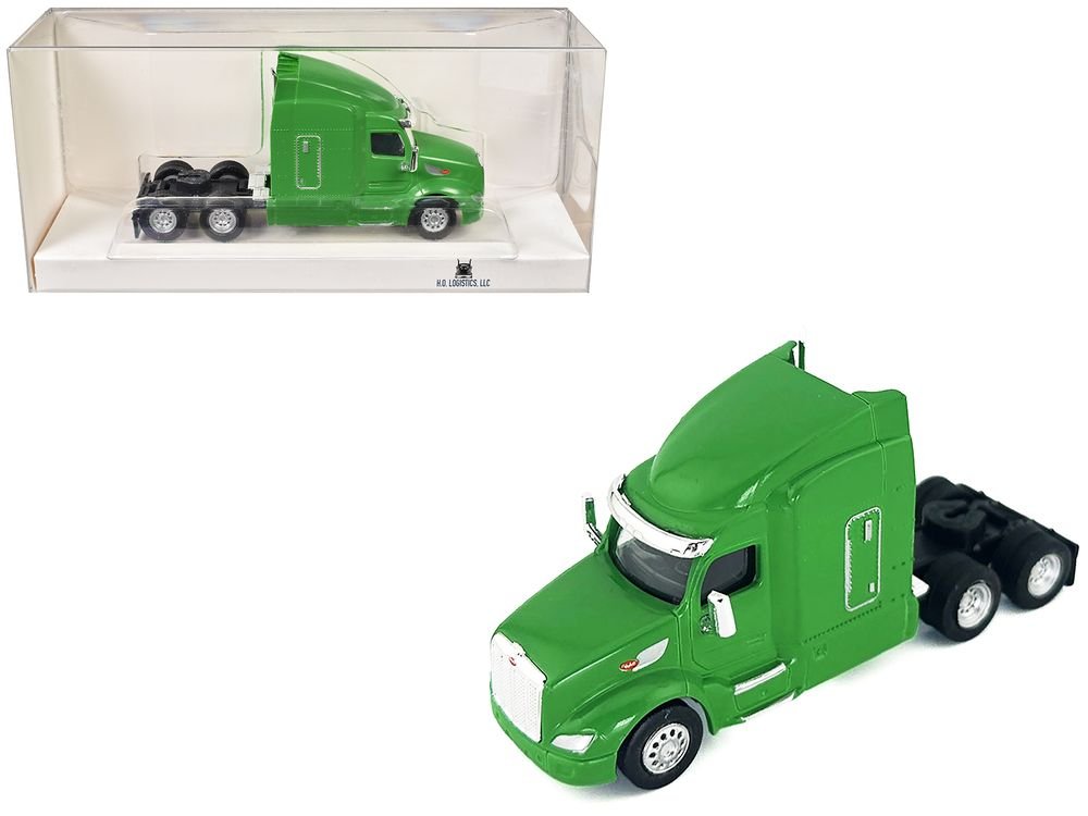 Peterbilt 579 Sleeper Cab Lime Green 1/87 (HO) Plastic Model Car by HO Logistics