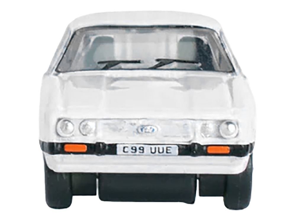 Ford Capri Mk3 RHD (Right Hand Drive) Diamond White with Black Stripes 1/148 (N) Scale Diecast Model Car by Oxford Diecast view 3