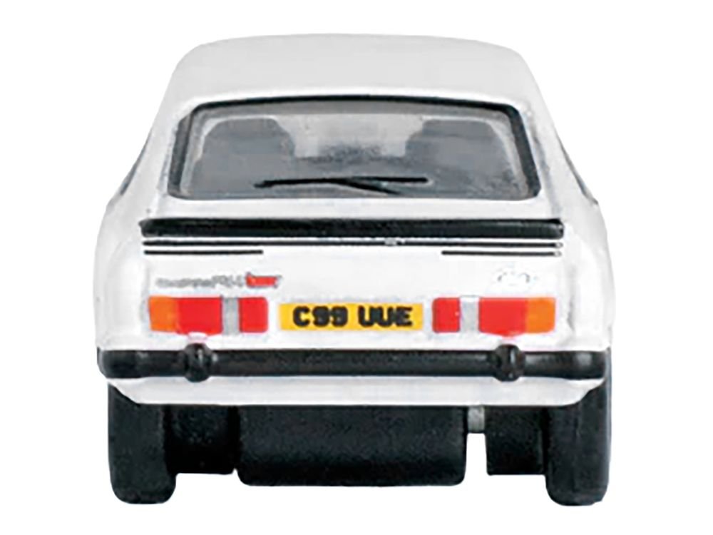 Ford Capri Mk3 RHD (Right Hand Drive) Diamond White with Black Stripes 1/148 (N) Scale Diecast Model Car by Oxford Diecast view 4