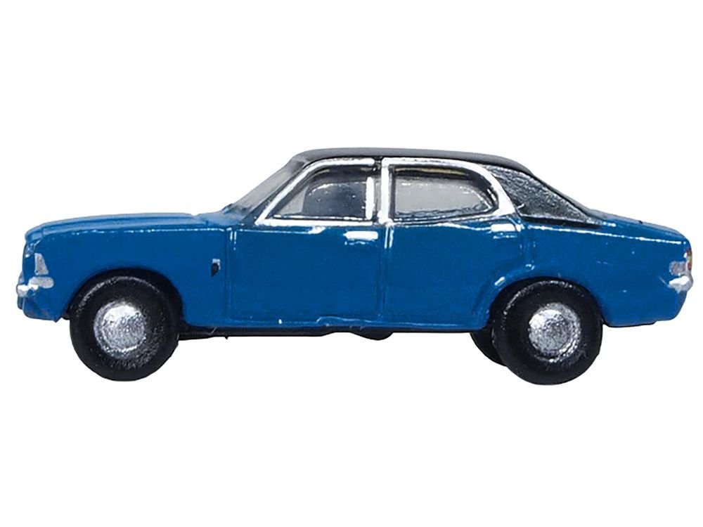 Ford Cortina MKIII RHD (Right Hand Drive) Electric Monza Blue with Black Top 1/148 (N) Scale Diecast Model Car by Oxford Diecast view 2