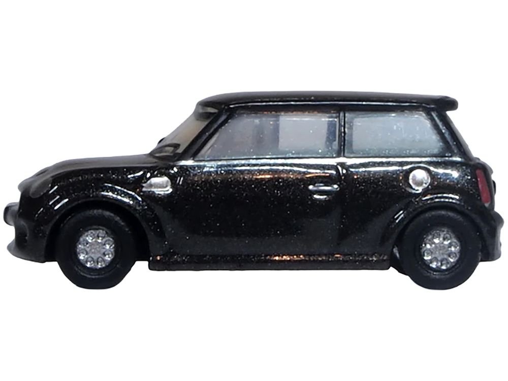 Mini Cooper S RHD (Right Hand Drive) Midnight Black with Silver Stripes 1/148 (N) Scale Diecast Model Car by Oxford Diecast view 2