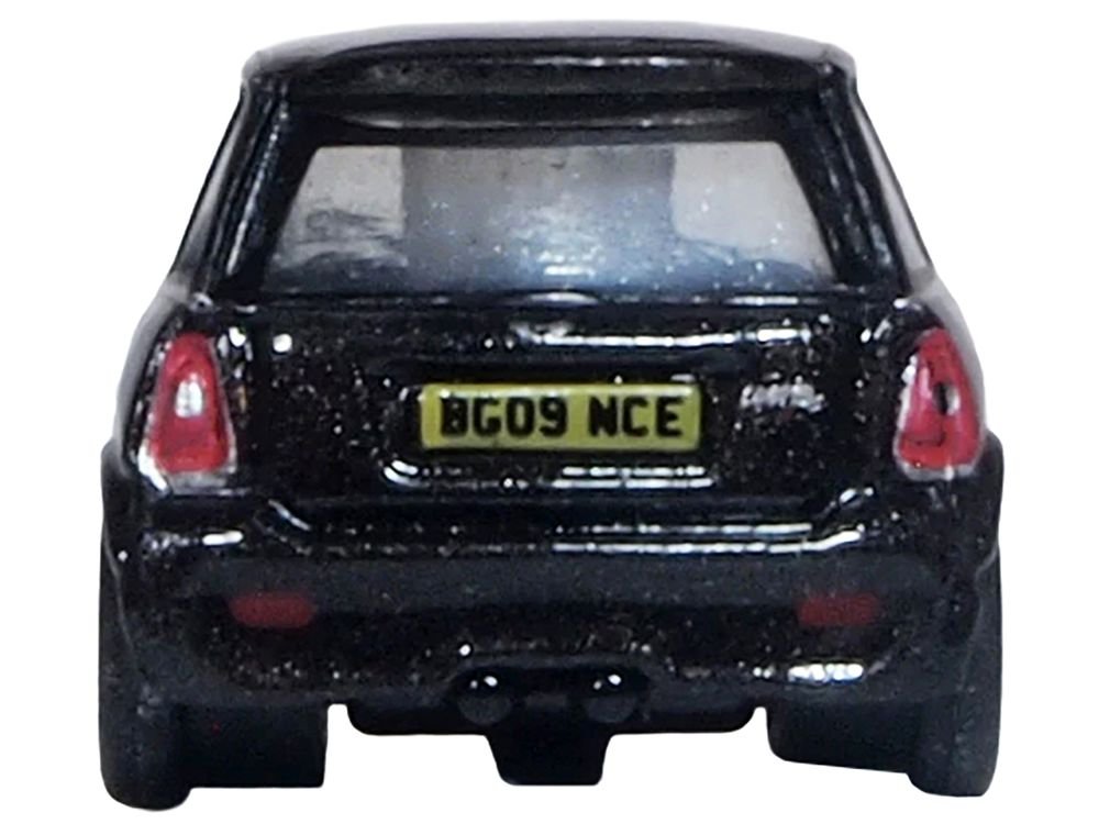 Mini Cooper S RHD (Right Hand Drive) Midnight Black with Silver Stripes 1/148 (N) Scale Diecast Model Car by Oxford Diecast view 3
