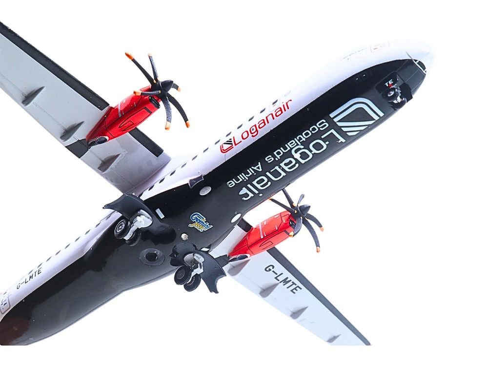 ATR 72-600 Commercial Aircraft "Loganair - Scotland's Airline" (G-LMTE) White with Red Plaid Tail "Gemini 200" Series 1/200 Diecast Model Airplane by GeminiJets view 2