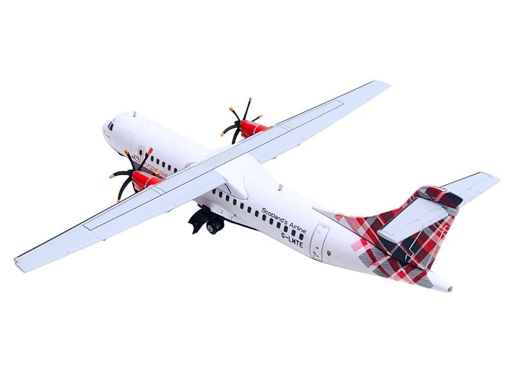 ATR 72-600 Commercial Aircraft "Loganair - Scotland's Airline" (G-LMTE) White with Red Plaid Tail "Gemini 200" Series 1/200 Diecast Model Airplane by GeminiJets view 4