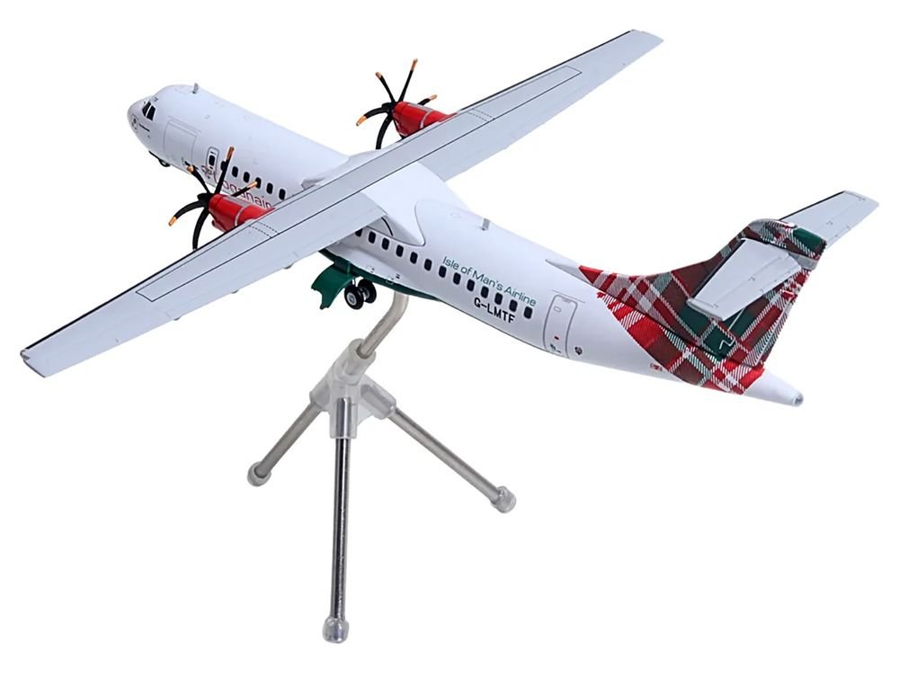 ATR 72-600 Commercial Aircraft "Loganair - Isle of Man's Airline" (G-LMTF) White with Green and Red Plaid Tail "Gemini 200" Series 1/200 Diecast Model Airplane by GeminiJets view 3